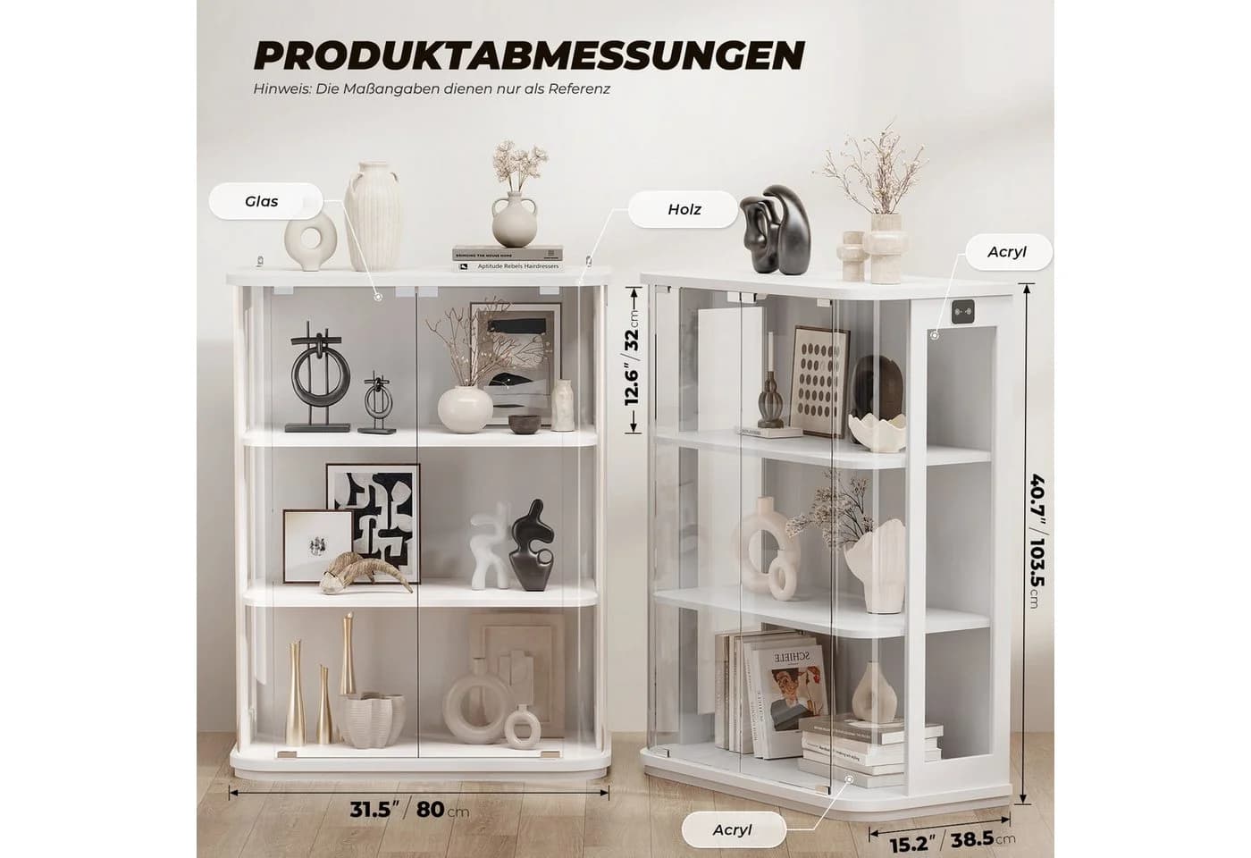 BROTTAR Glasvitrine Rund 4 Ebenen LED mit Sensor weiß - Bild 3