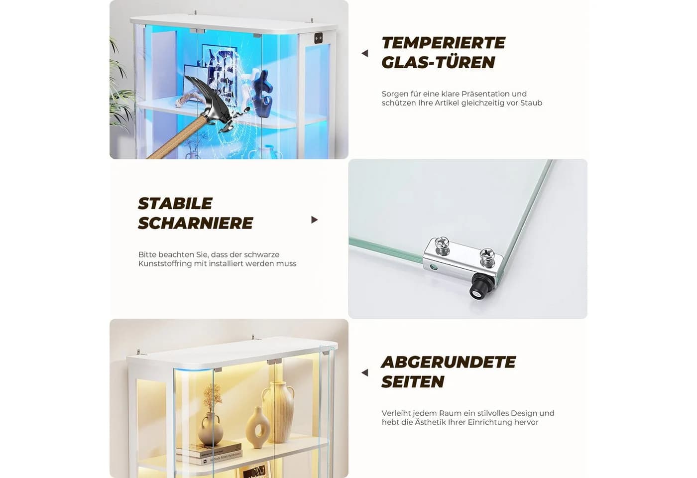 BROTTAR Glasvitrine Rund 4 Ebenen LED mit Sensor weiß - Bild 4