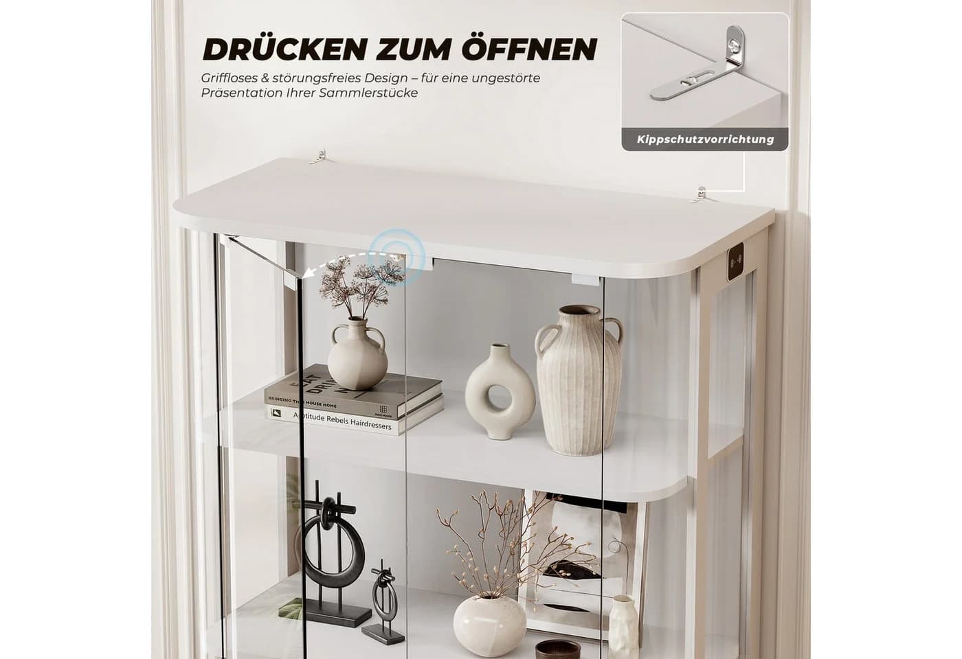 BROTTAR Glasvitrine Rund 4 Ebenen LED mit Sensor weiß - Bild 5