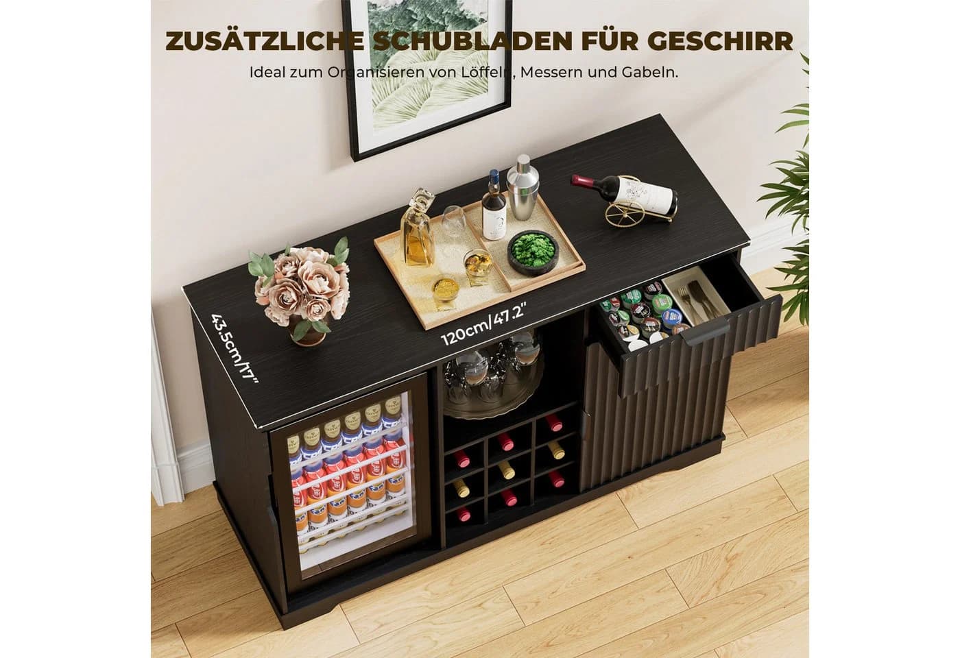 BROTTAR Barschrank mit Kühlschrank Riffeldesign - Bild 3