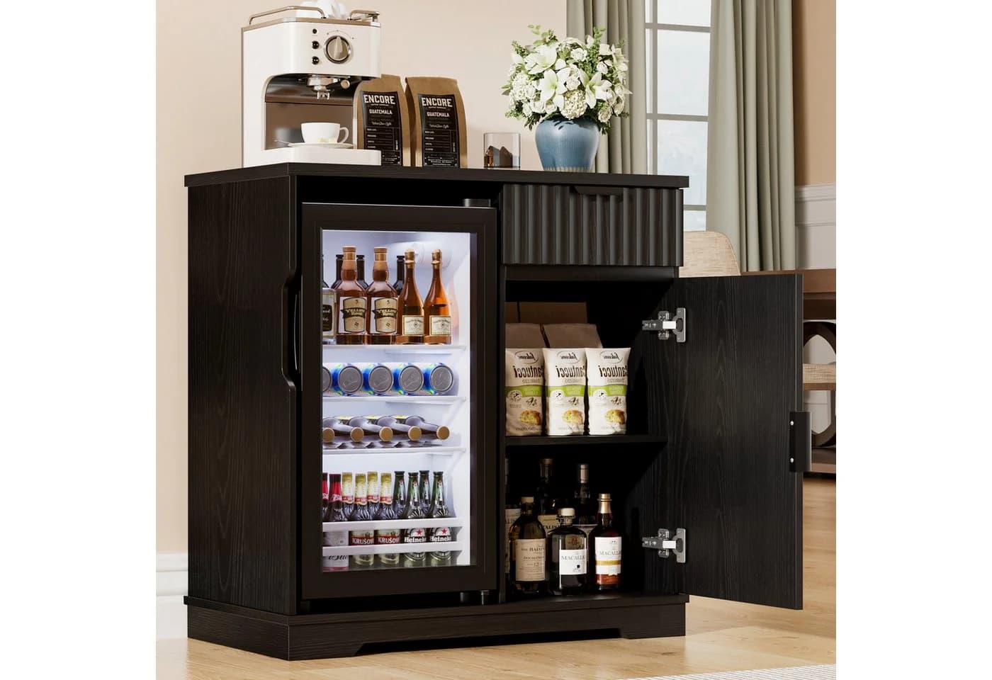 BROTTAR Weinschrank Barschrank mit Kühlschrank Schwarz - Bild 3