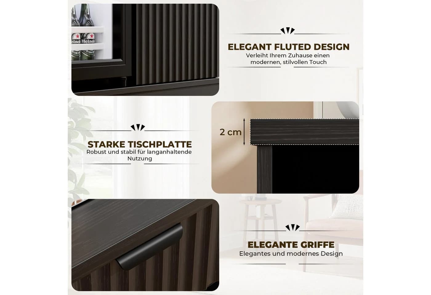 BROTTAR Weinschrank Barschrank mit Kühlschrank Schwarz - Bild 5