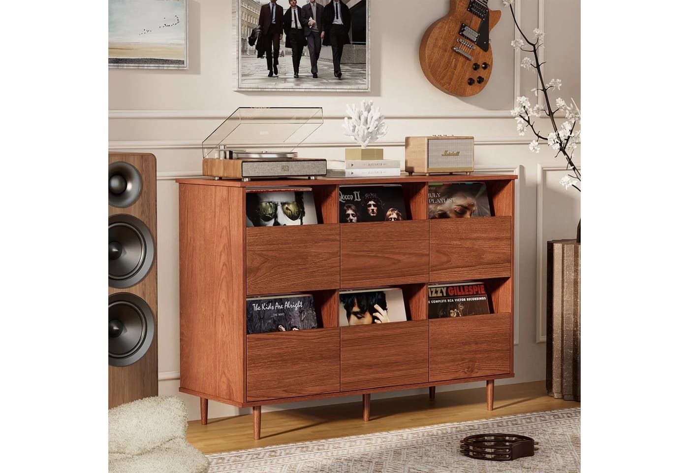 BROTTAR Sideboard Plattenspielerschrank Braun Mid-Century Design