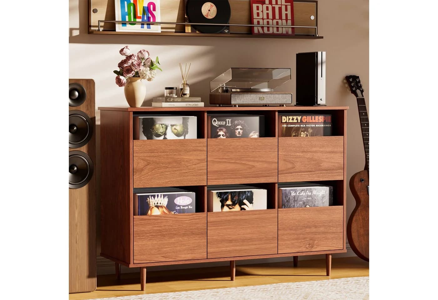 BROTTAR Sideboard Plattenspielerschrank Braun Mid-Century Design - Bild 2