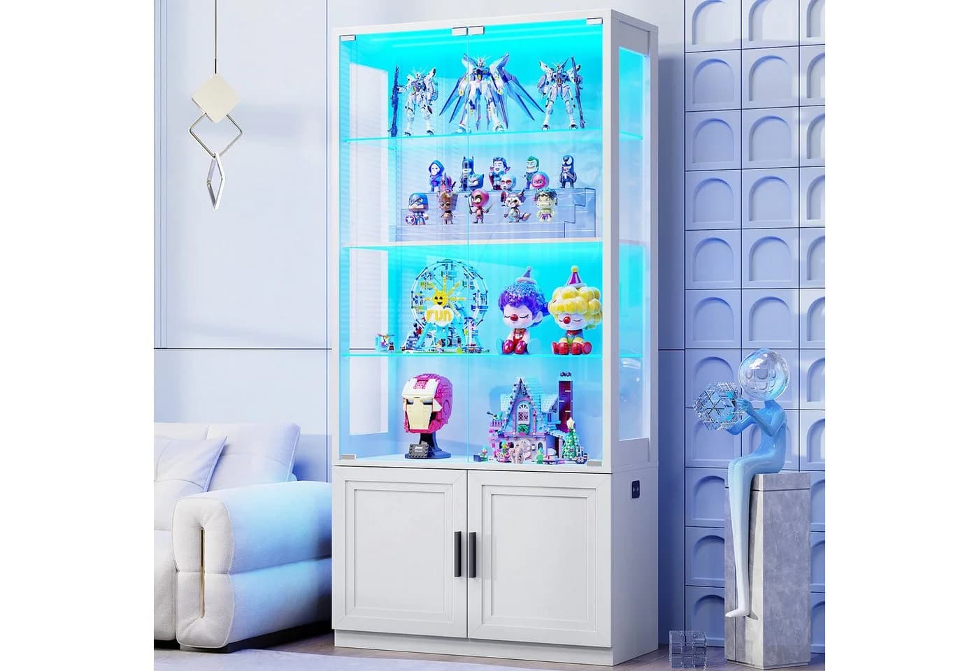 BROTTAR Glasvitrine 4 Ebenen mit LED-Beleuchtung und Bewegungssensor - Bild 2