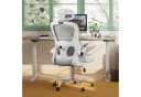 DEVAISE Bürostuhl Ergonomisch mit 3D-Kopfstütze Mesh-Rücken Weiß/Schwarz Bild 1