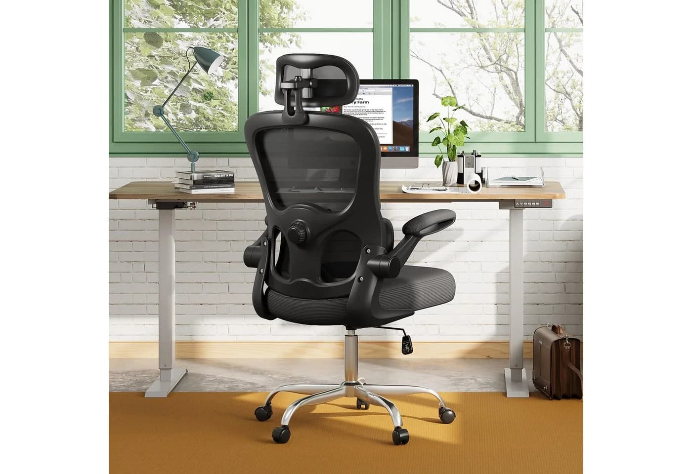DEVAISE Bürostuhl Ergonomisch mit 3D-Kopfstütze und Mesh-Rücken