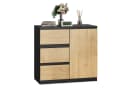 WLIVE Sideboard Kommode 80 cm Schwarz+Eiche Soft-Close Bild 2