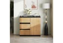 WLIVE Sideboard Kommode 80 cm Schwarz+Eiche Soft-Close Bild 3