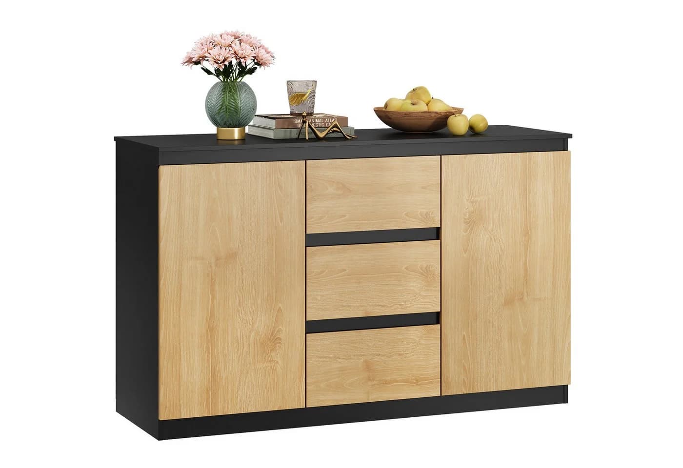 WLIVE Sideboard Kommode 3 Schubladen 1 Tür Weiß - Bild 2