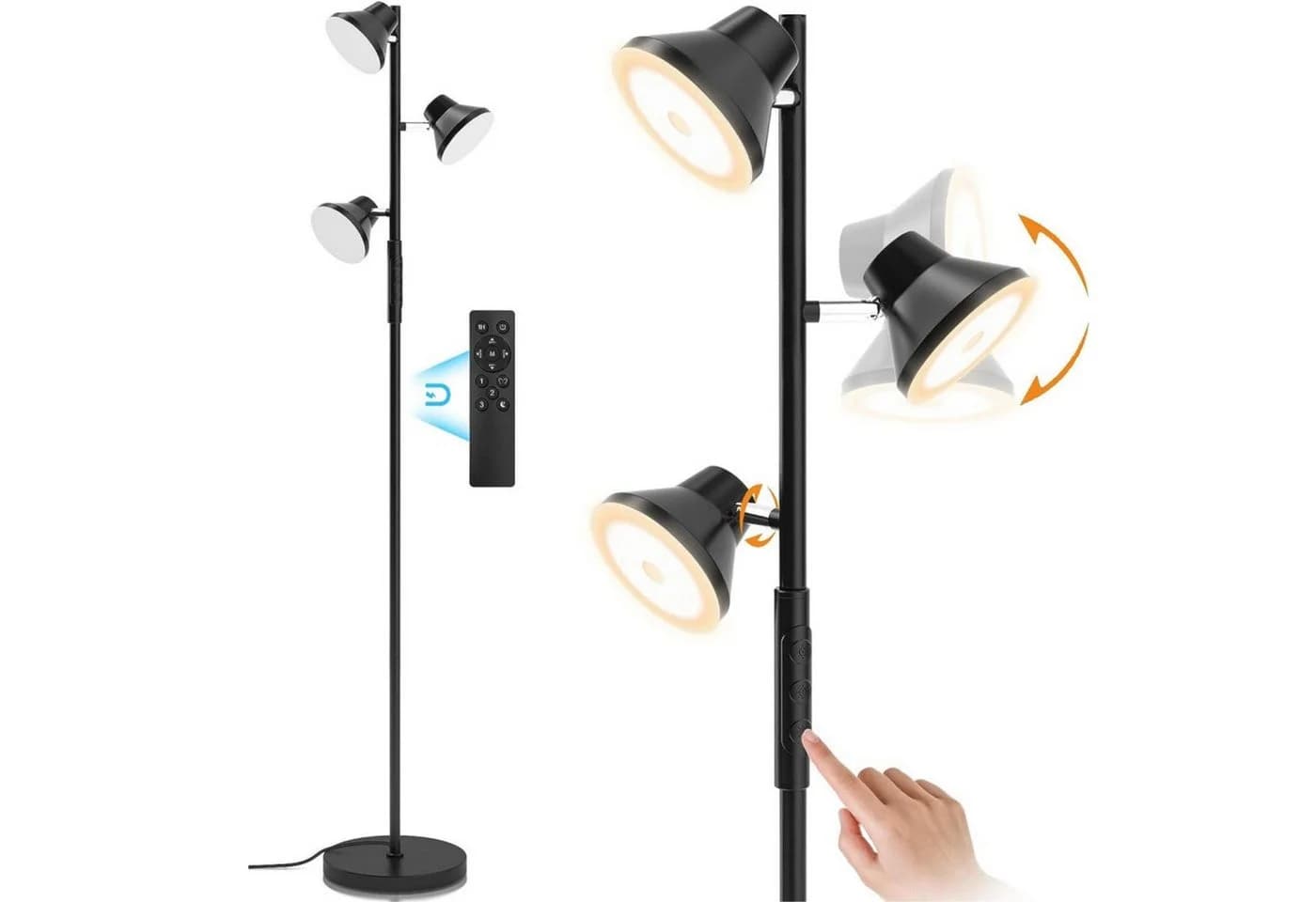 Novostella LED Stehlampe 36W 3 Köpfe 1,75m Schwarz - Bild 2