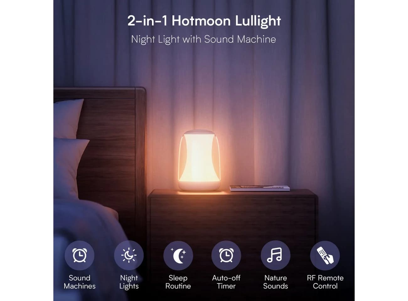 Novostella LED Nachtlicht mit RGB, 27 Geräuschen & Timer