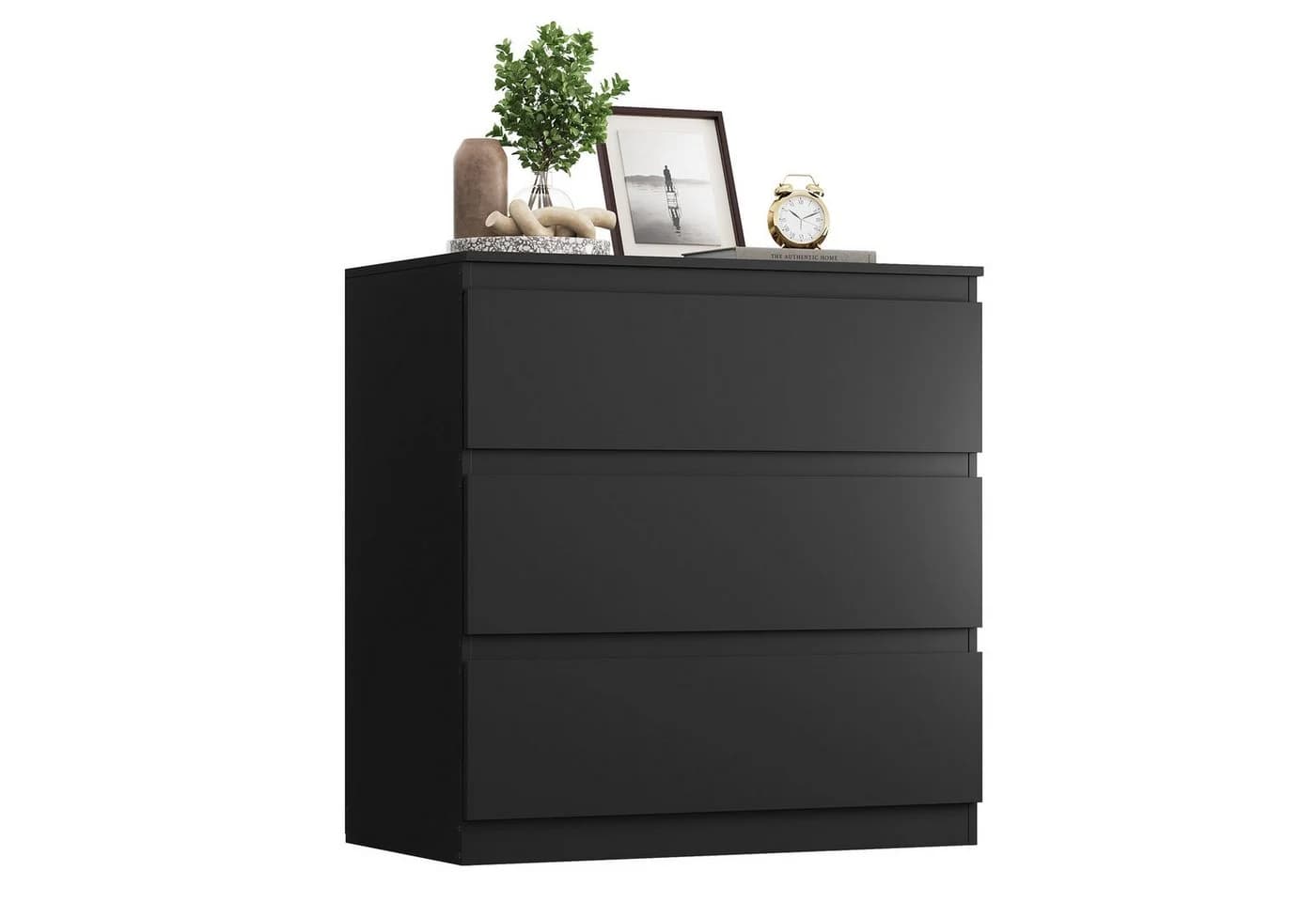 WLIVE Kommode 3-Schubladen Schwarz Modernes Design - Bild 2