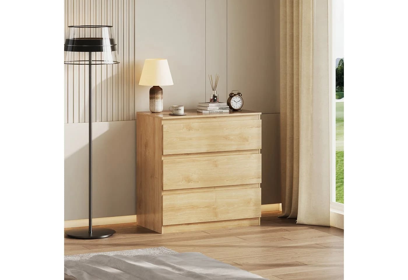WLIVE Kommode 3-Schubladen Weiß Modernes Design - Bild 5