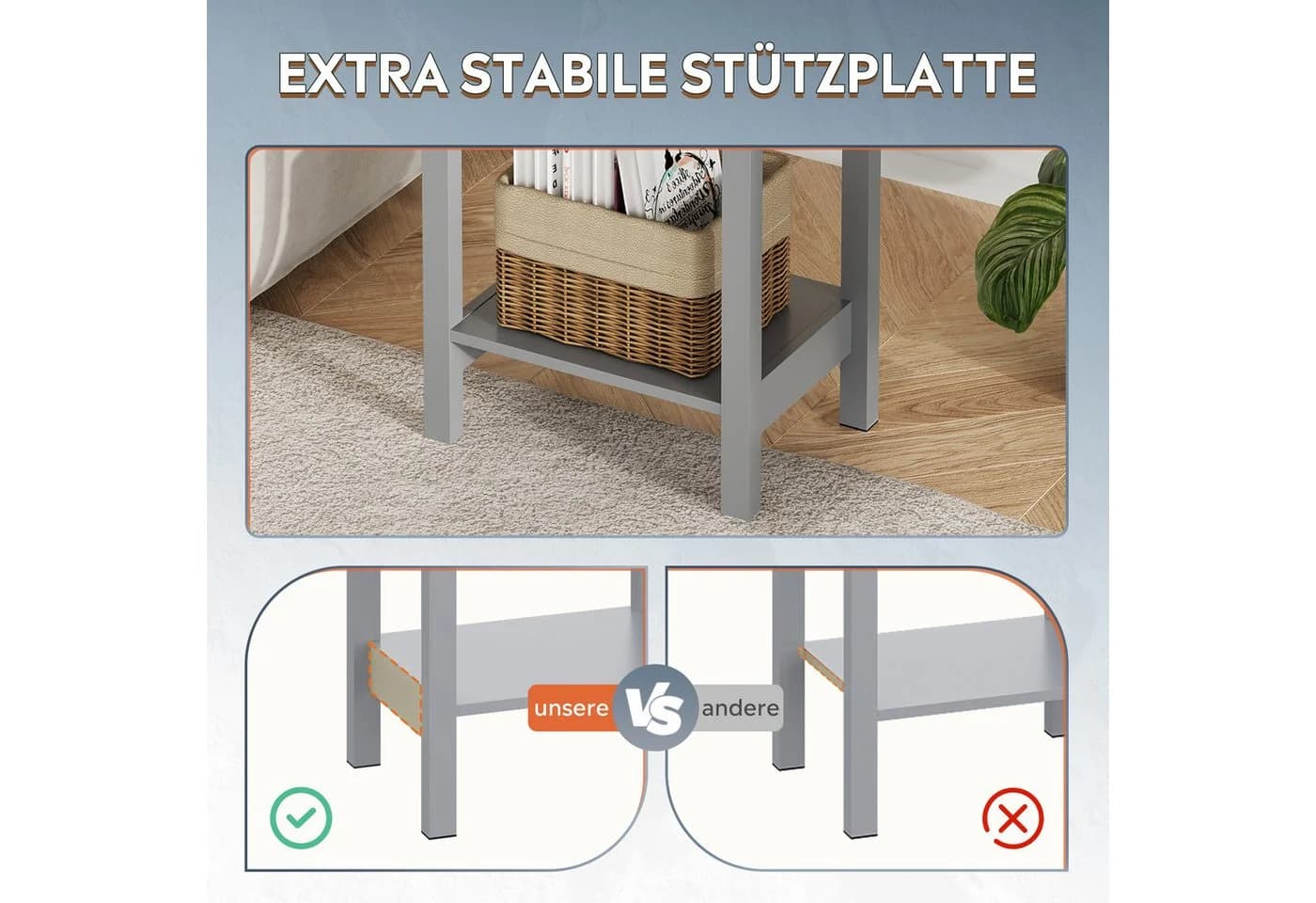 WLIVE Beistelltisch 2er-Set Eiche-Dekor Schublade Ablage - Bild 3