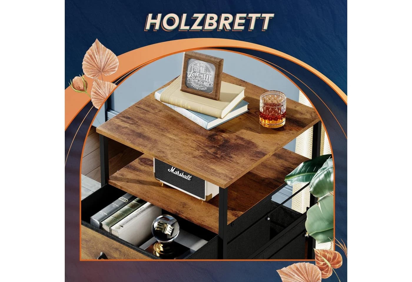 DEVAISE Aktenschrank Rollcontainer mit 2 Schubladen Holzoptik & Metallrahmen - Bild 3