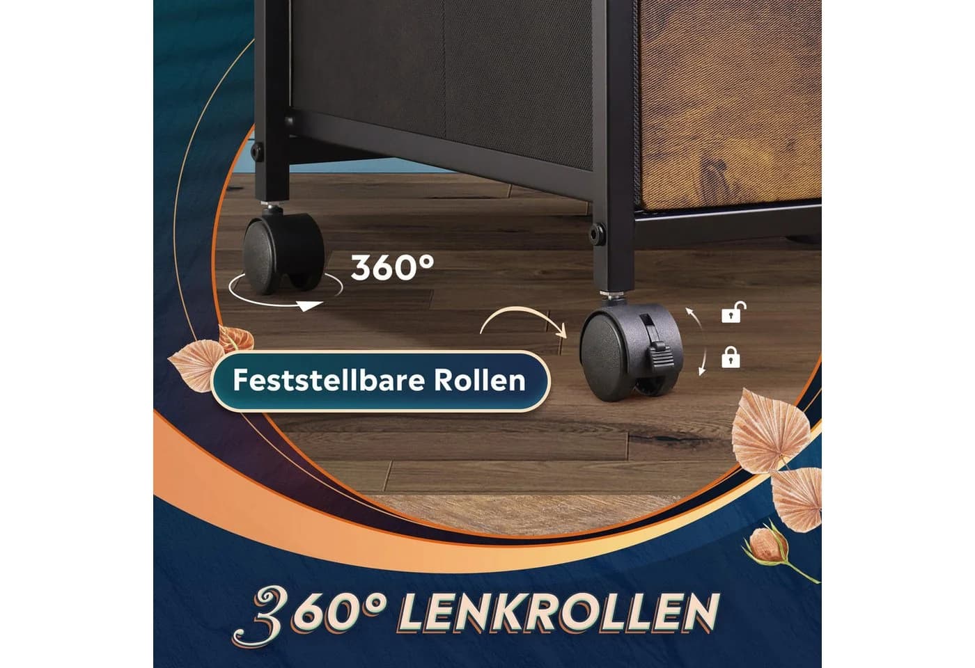 DEVAISE Aktenschrank Rollcontainer mit 2 Schubladen Holzoptik & Metallrahmen - Bild 5