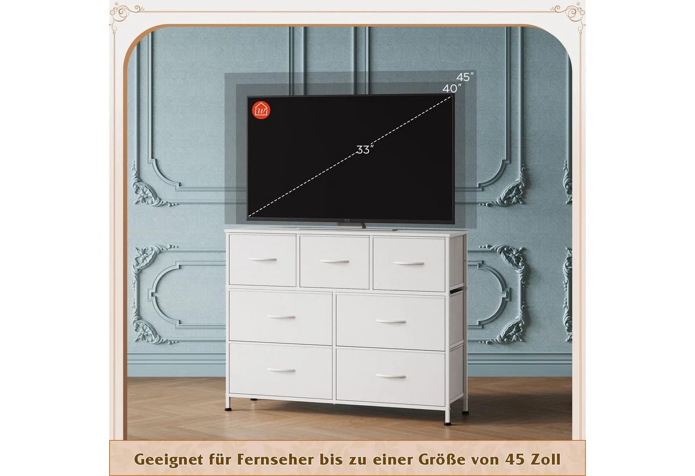 WLIVE Kommode 7 Stoffschubladen Stahlrahmen Holzplatte 100cm - Bild 4