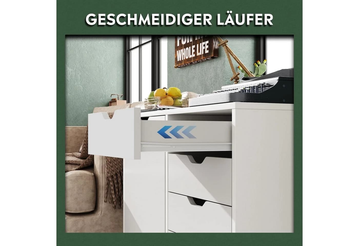 DEVAISE Rollcontainer Mobiler Aktenschrank mit 5 Schubladen & Tür - Bild 5