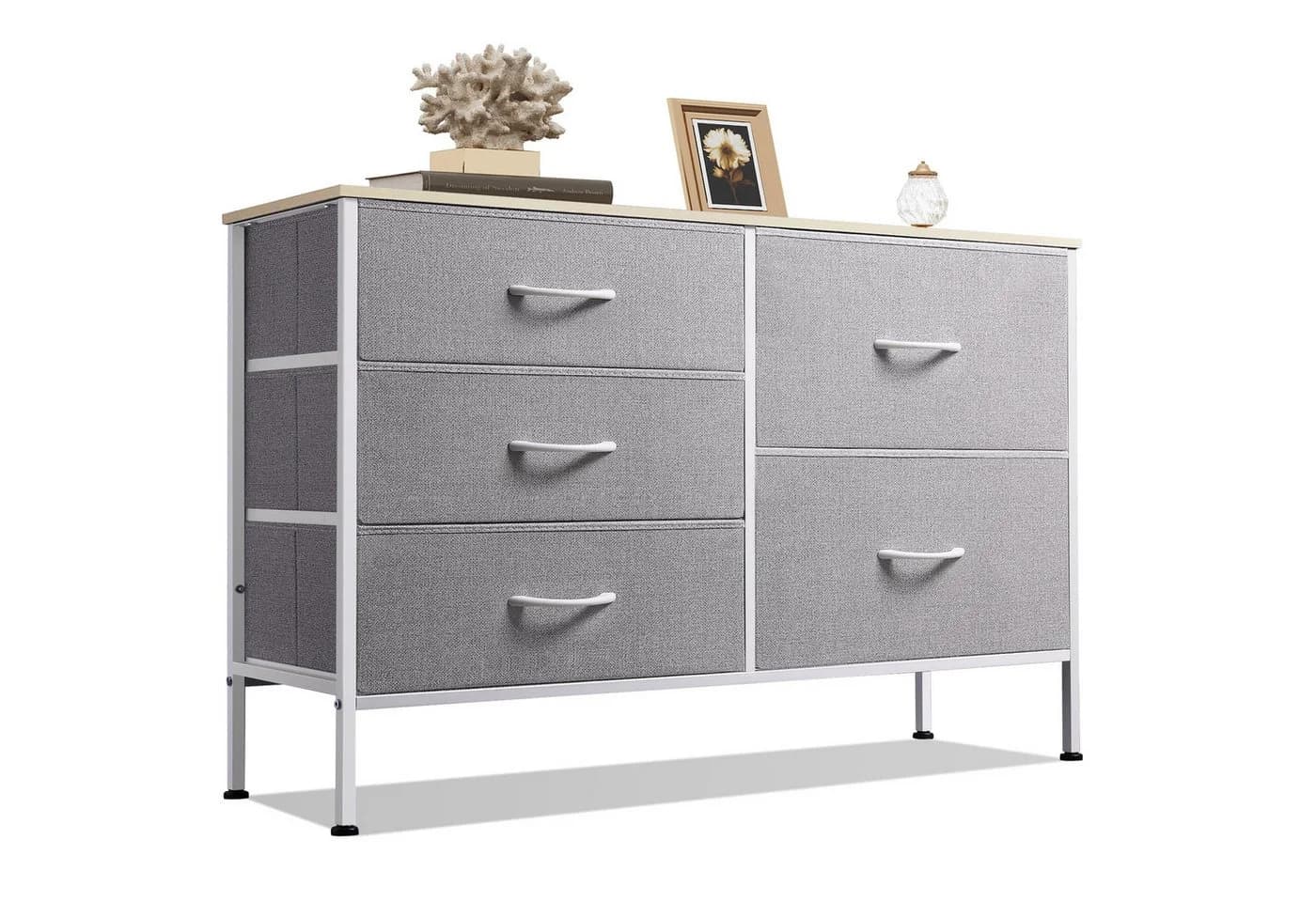 WLIVE Kommode mit 5 Stoffschubladen, Stabiler Stahlrahmen, 100x30x68 cm - Bild 2