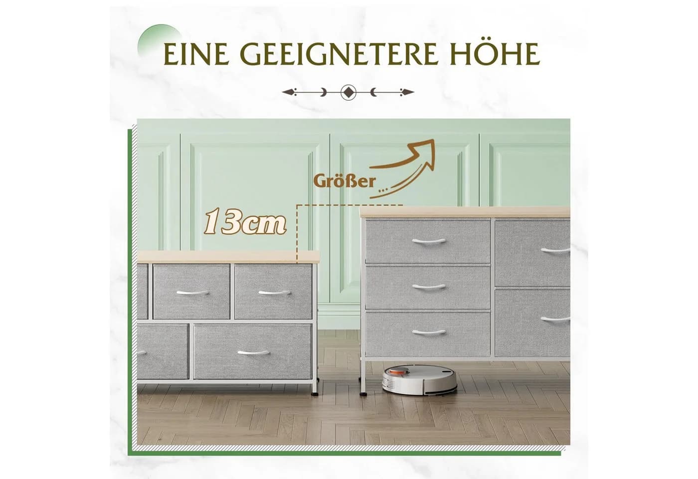 WLIVE Kommode mit 5 Stoffschubladen, Stabiler Stahlrahmen, 100x30x68 cm - Bild 5
