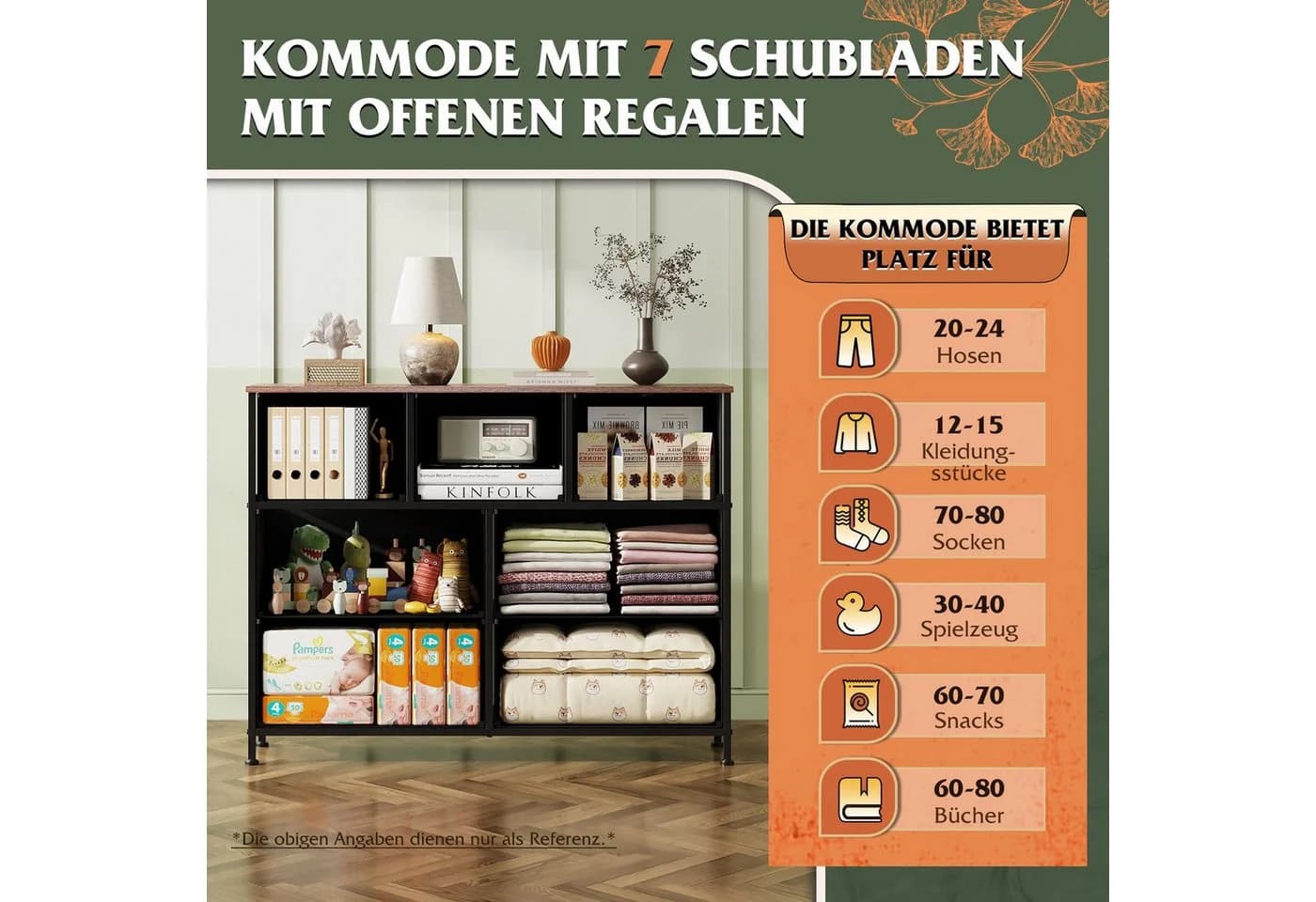 WLIVE Kommode 7 Stoffschubladen Stahlrahmen Holzplatte 100cm Industrial - Bild 4