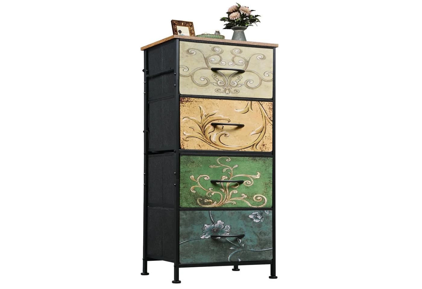 WLIVE Kommode 4 Schubladen 40x30x98 cm Metallrahmen - Bild 2