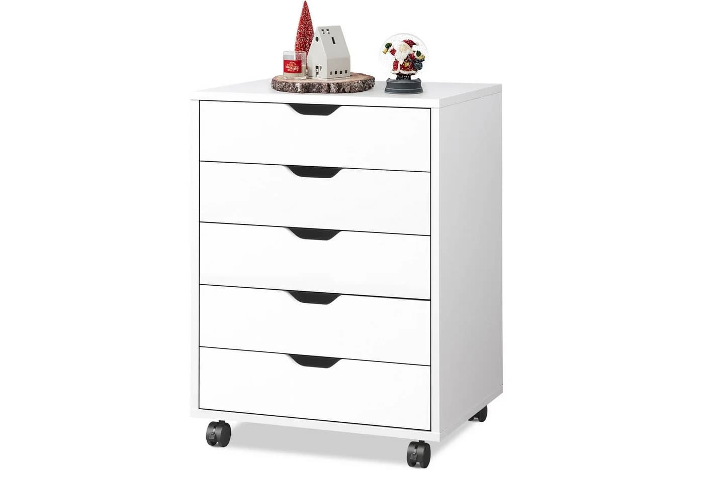 DEVAISE Aktenschrank Rollcontainer 5 Schubladen Tür Weiß/Schwarz - Bild 2