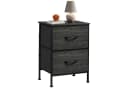 WLIVE Nachttisch mit 2 Stoffschubladen, 40x30x63 cm, Braun/Schwarz/Weiß Bild 2