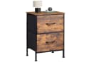 WLIVE Nachttisch mit 2 Stoffschubladen, 40x30x63 cm, Braun/Schwarz/Weiß Bild 2