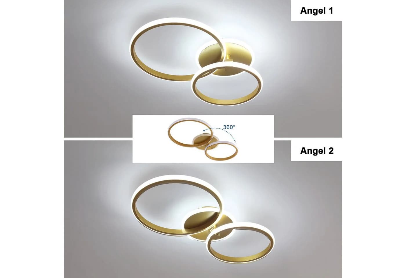 Riserva LED Deckenleuchte Ringe Gold Dimmbar Fernbedienung - Bild 3