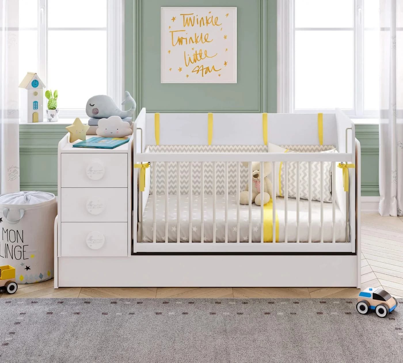 Möbel-Zit Babybett mit Schaukelfunktion und Kommode weiß - Bild 2