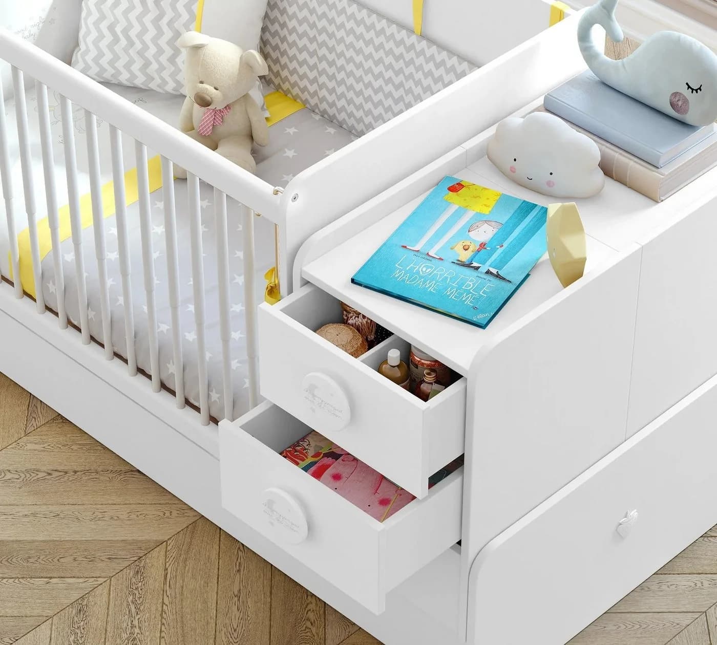 Möbel-Zit Babybett mit Schaukelfunktion und Kommode weiß - Bild 3