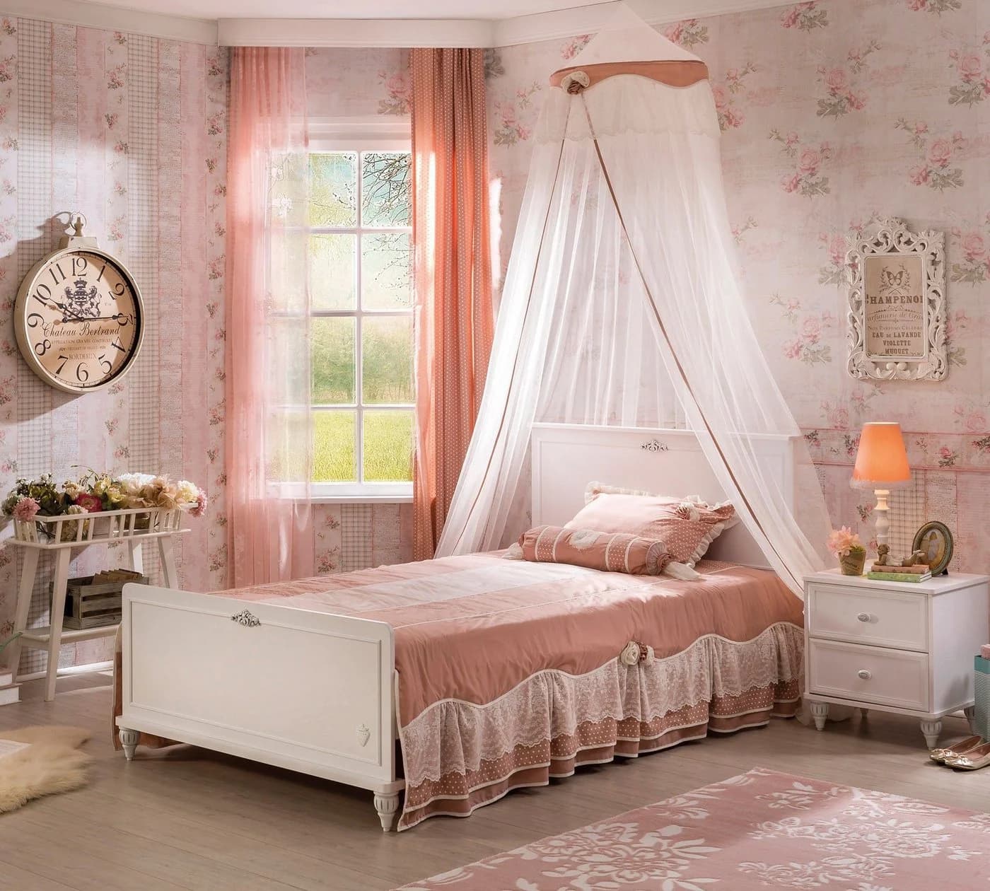 Möbel-Zeit Bett ROMANTICA Jugendbett Weiß Landhausstil
