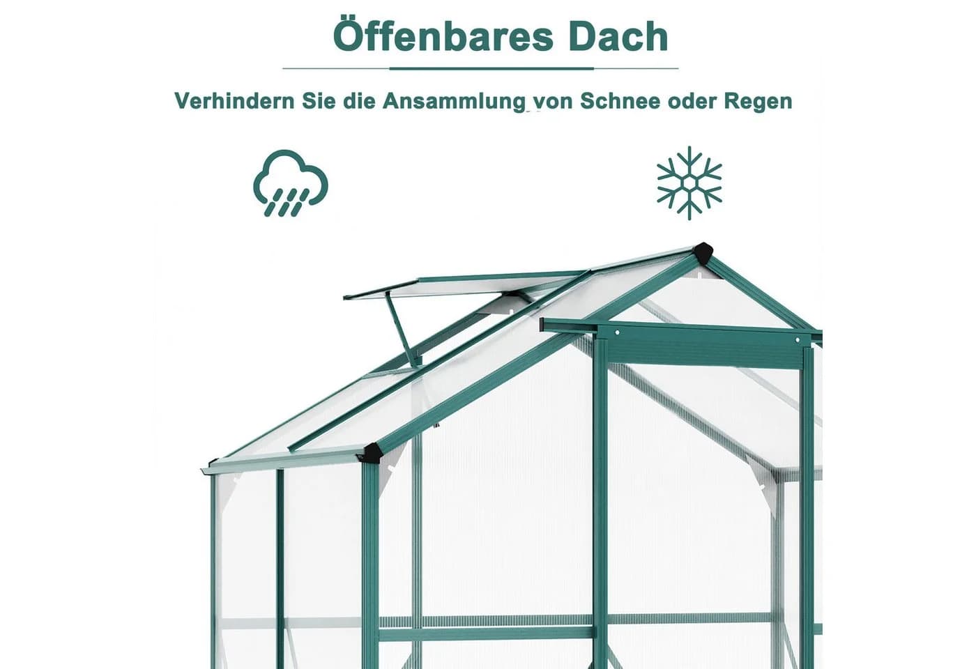Thanaddo Gewächshaus Aluminium 4,8m² Grün/Silber - Bild 4