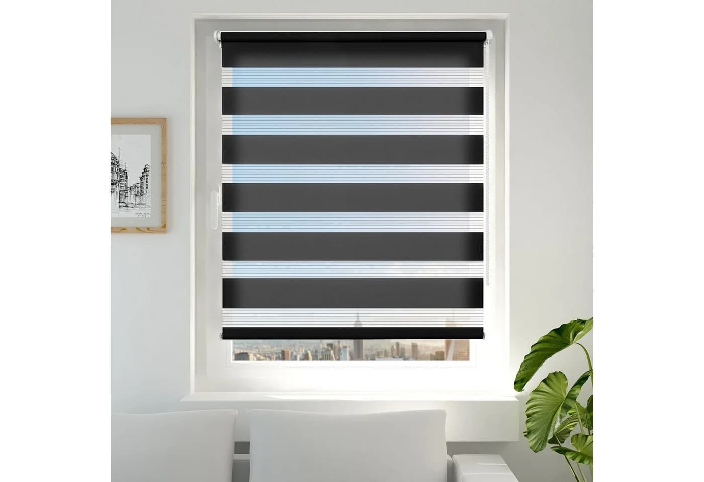 OUBO Doppelrollo 130cm ohne Bohren Klemmfix Anthrazit - Bild 3