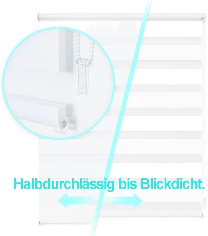 OUBO Doppelrollo Weiß Klämmträger Ohne Bohren - Bild 4