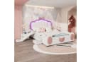 TavilaEcon Kinderbett Polsterbett Cartoon Bett Schmetterlingsbett Rosa/Weiß LED-Farbwechsellicht Bild 2