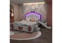 TavilaEcon Kinderbett Polsterbett Cartoon Bett Schmetterlingsbett Rosa/Weiß LED-Farbwechsellicht Bild 3