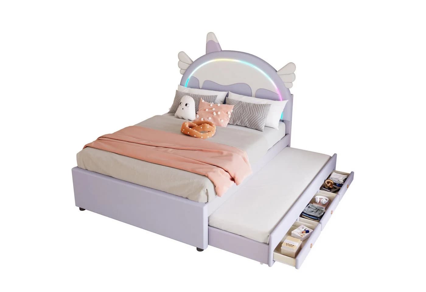 TavilaEcon Kinderbett Einhornform Rosa/Lila PU - Bild 4