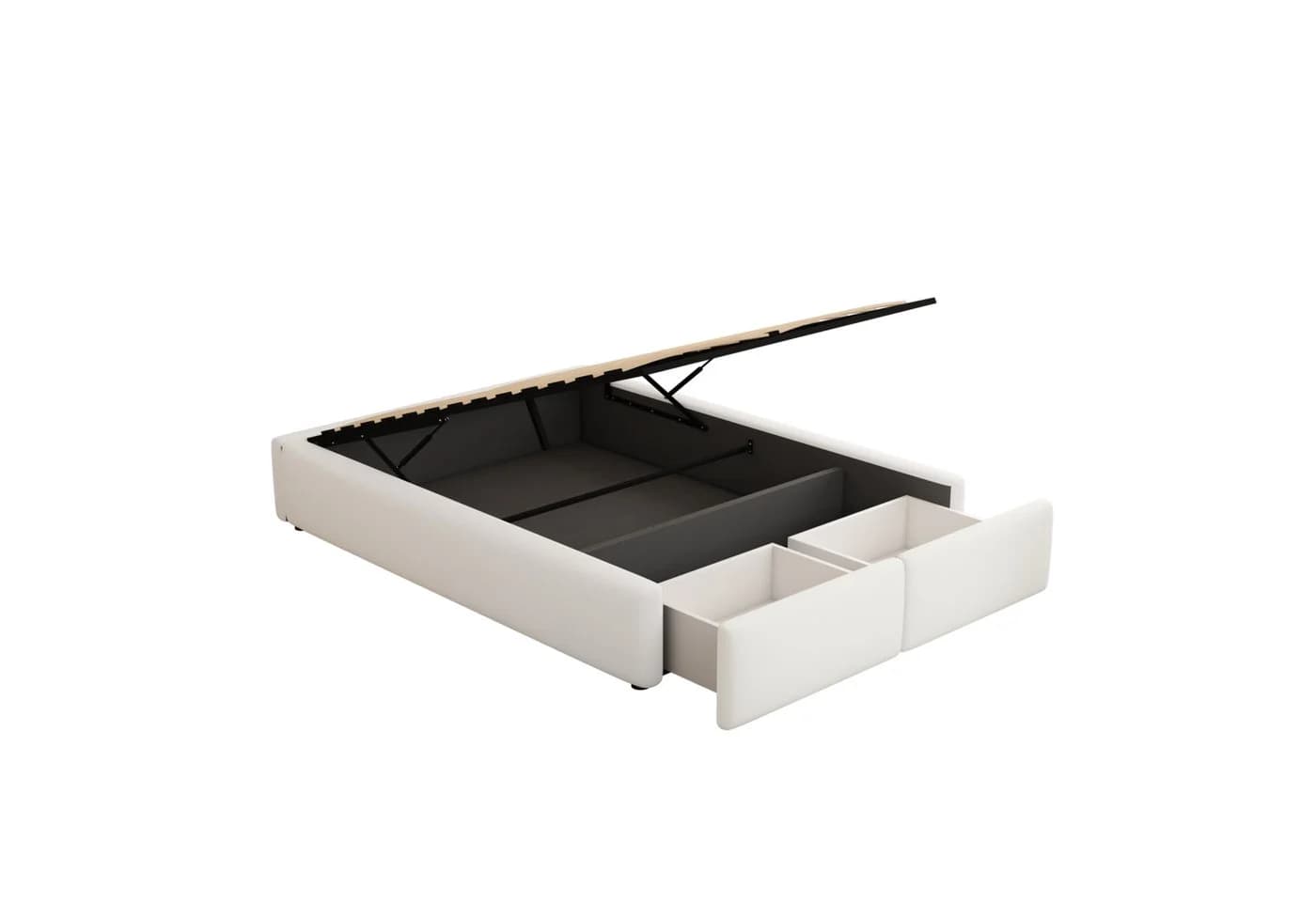 TavilaEcon Boxspringbett Hydraulisch Weiß/Grau 2 Schubladen - Bild 5