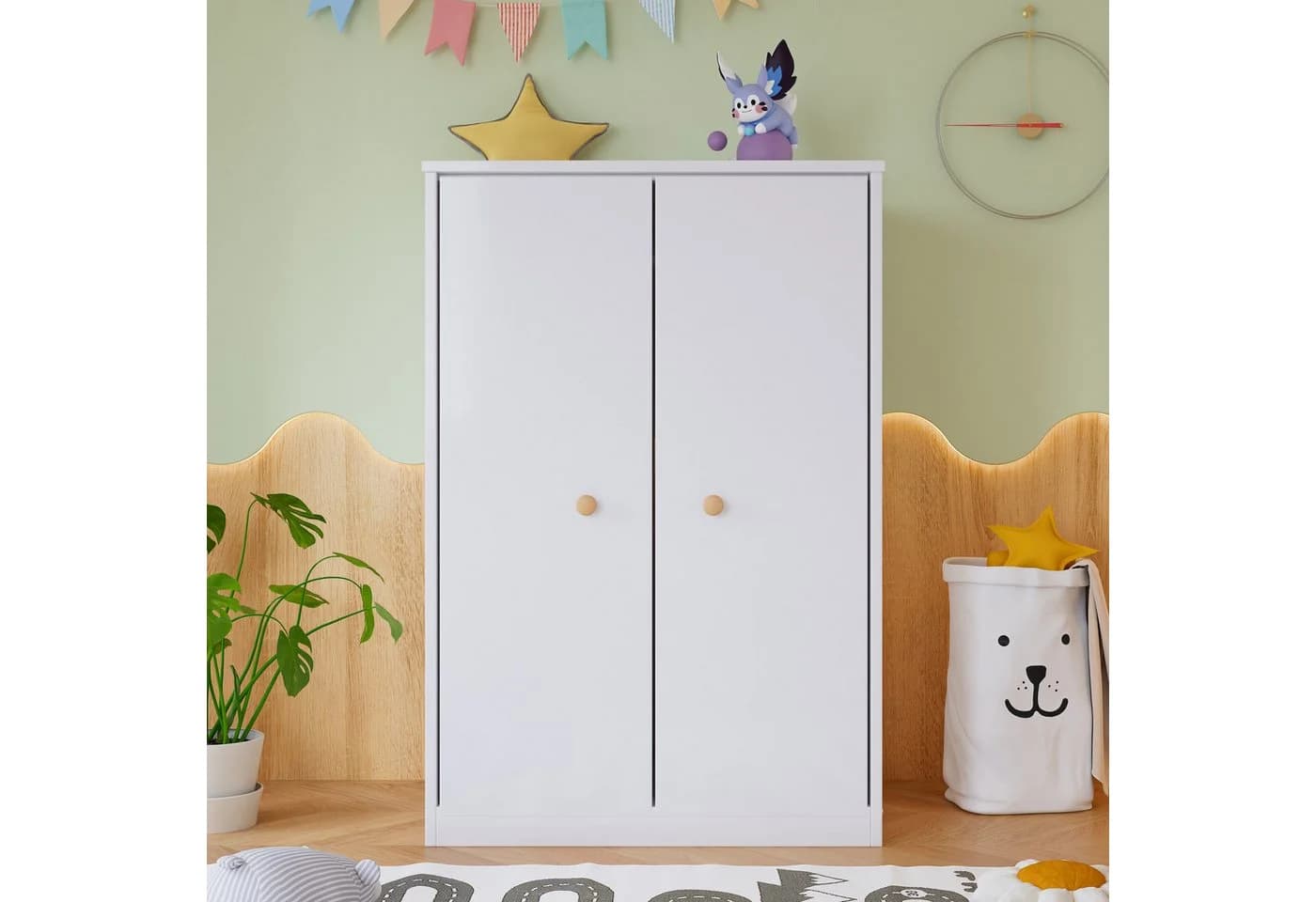 TavilaEcon Kleiderschrank 2-türig Weiß MDF 80x50x120cm - Bild 3