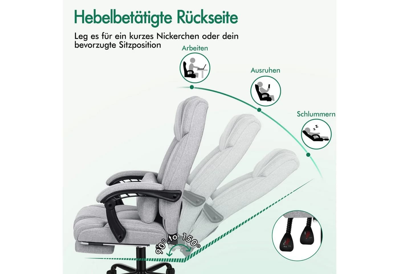 Ergonomischer Bürostuhl in Grau aus Stahl und Chrom - Bild 4