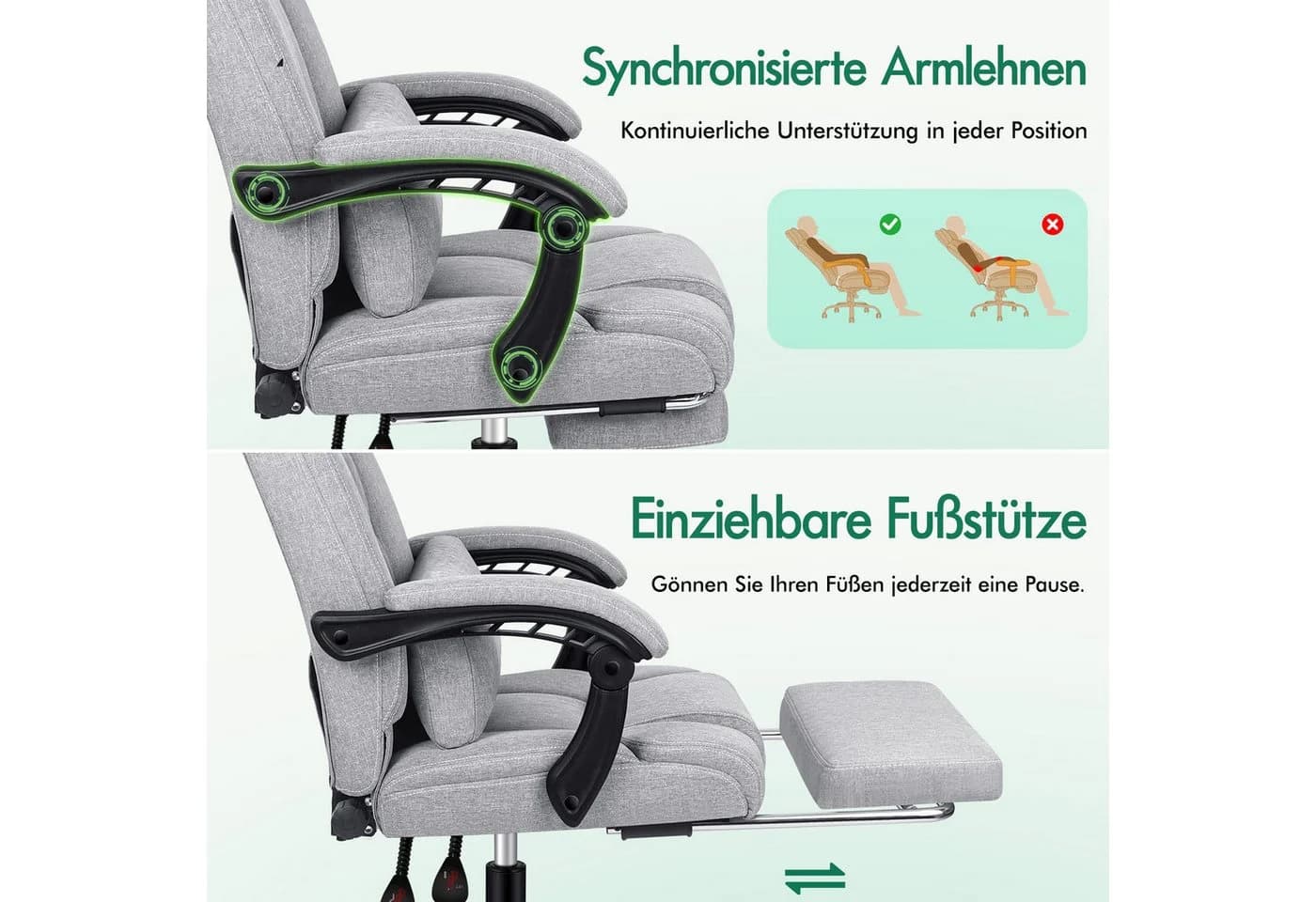 Ergonomischer Bürostuhl in Grau aus Stahl und Chrom - Bild 5