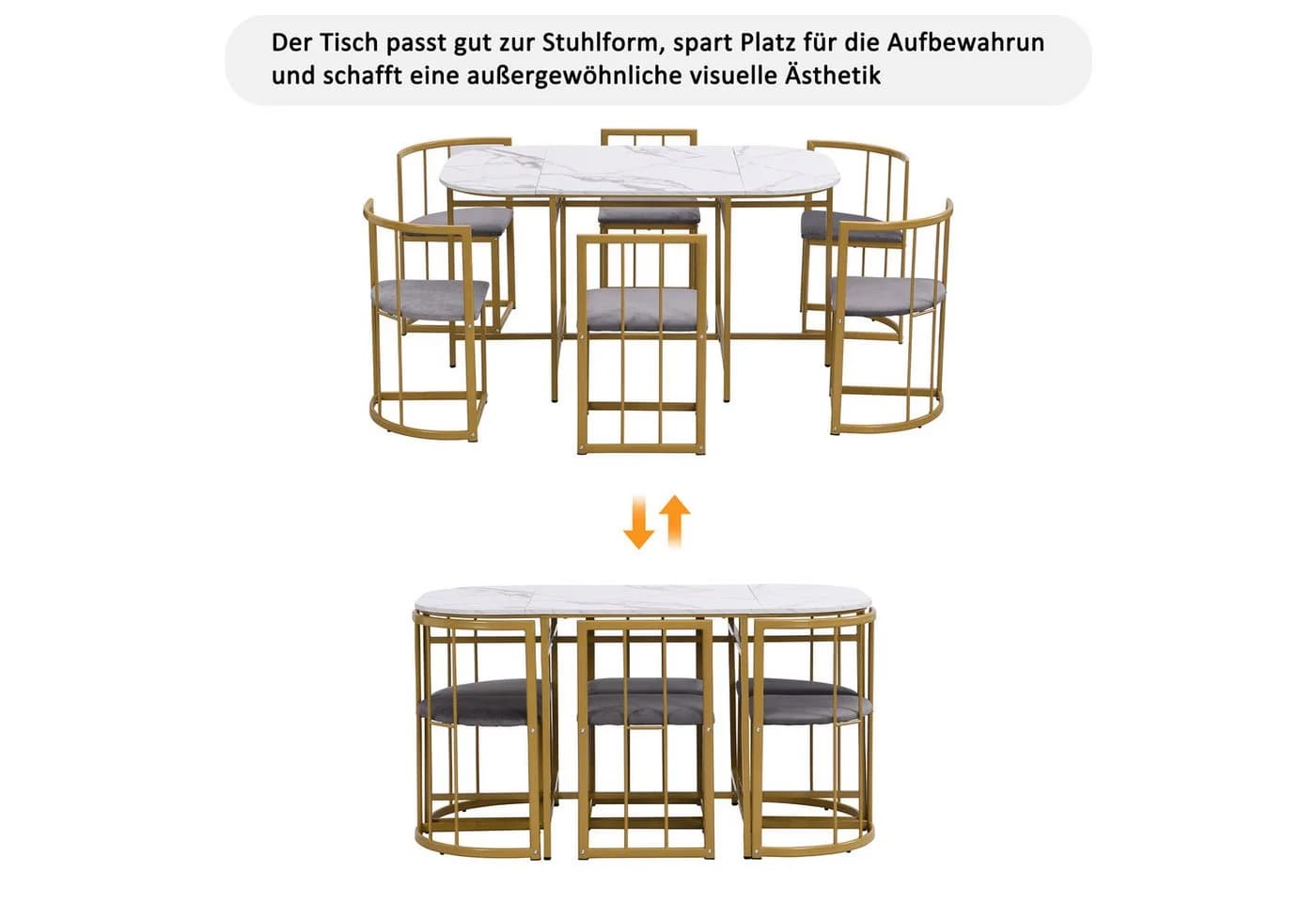 TavilaEcon Essgruppe Esstisch mit 6 Stühlen Set für Küche - Bild 4