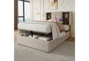 TavilaEcon Boxspringbett Polsterbett Grau/Beige Hydraulisch Stauraumbett Bild 2