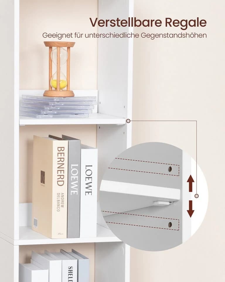 HZUANERI Bücherregal Modernes Holzregal 6 Stufen Weiß - Bild 3