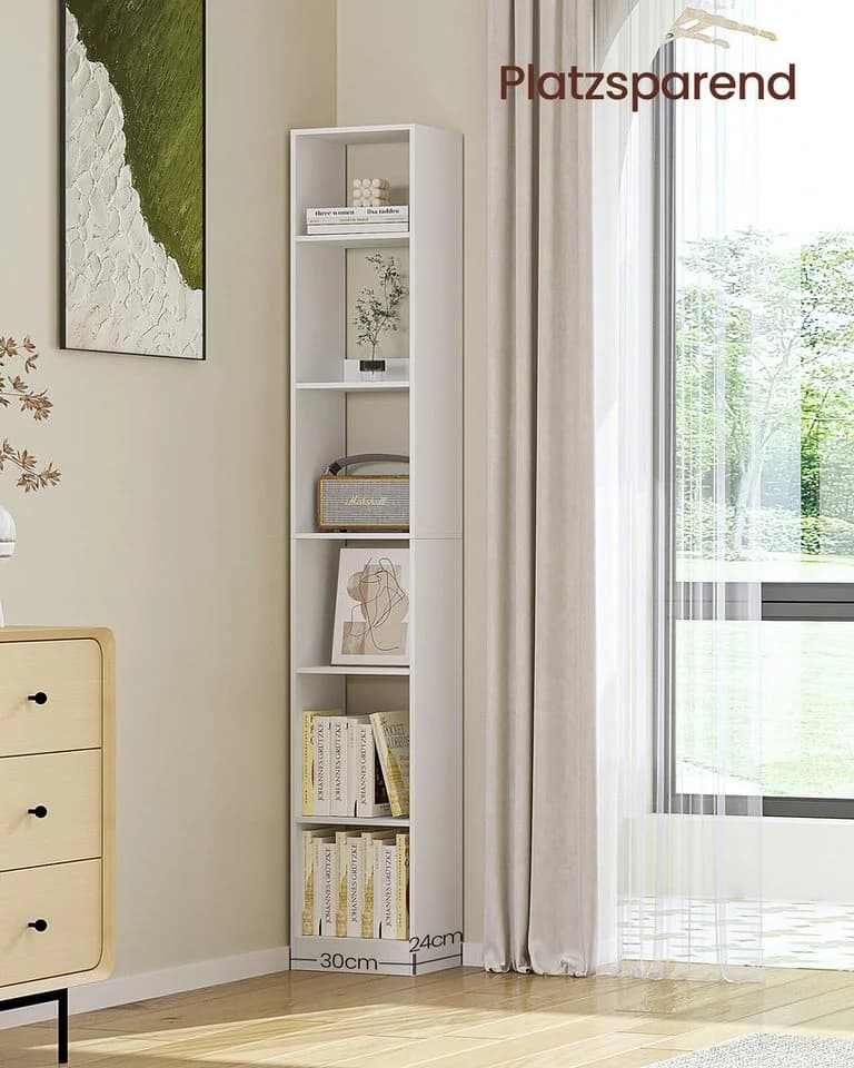 HZUANERI Bücherregal Modernes Holzregal 6 Stufen Weiß - Bild 5