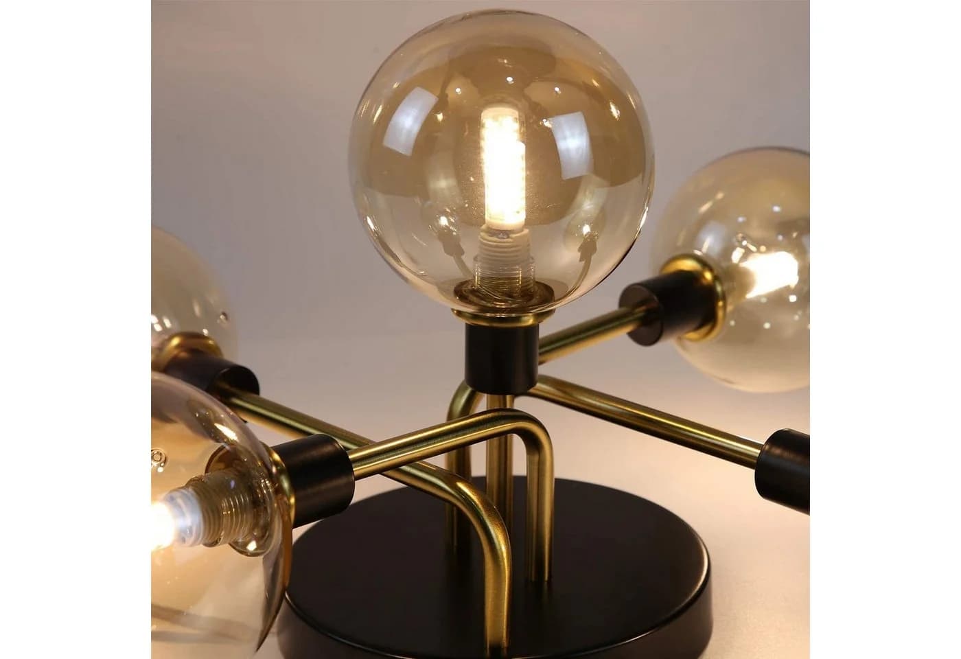 ZMH Deckenleuchte Glas Kugel Wohnzimmerlampe Bernstein LED wechselbar - Bild 4