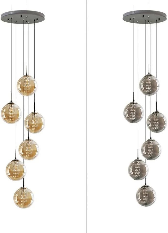 ZMH Pendelleuchte LED Höhenverstellbar Kronleuchter Glas Wohnzimmerlampe, Warmweiß - Bild 4